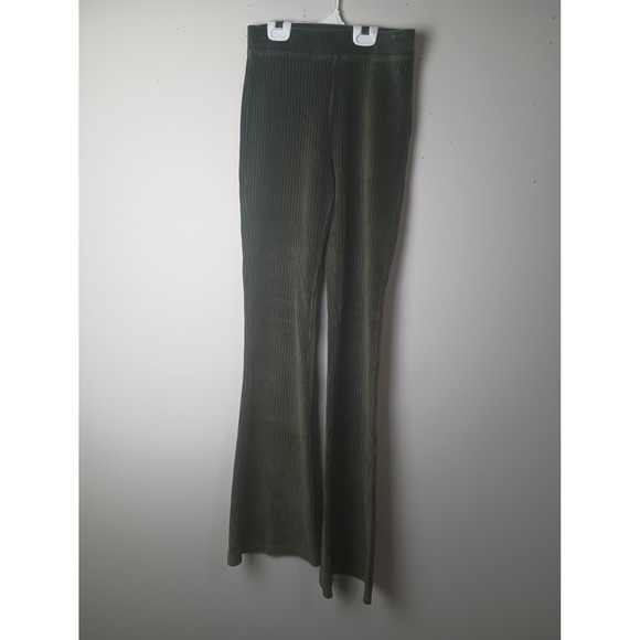 aerie Pants - Aerie Olive Green Corduroy Flare Pants XS Regular Elastic Waist Retro Boho